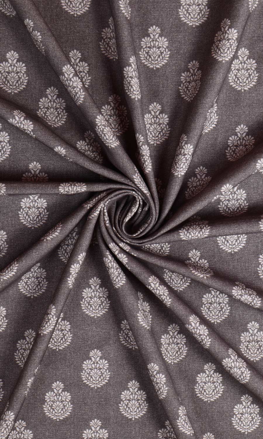 Floral Cotton Home Textile Fabric Material Sample (Charcoal Grey)