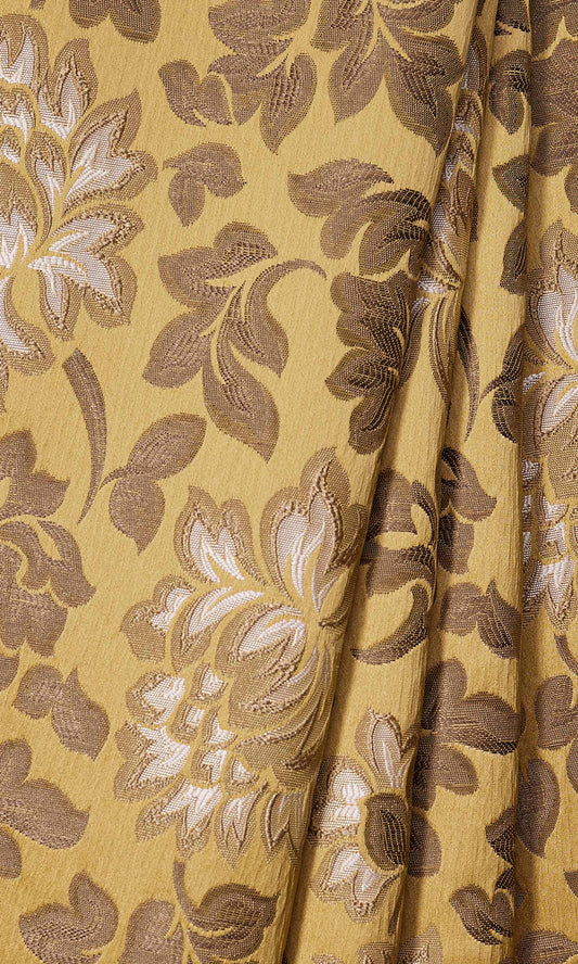 Floral Curtain Panels (Mustard)
