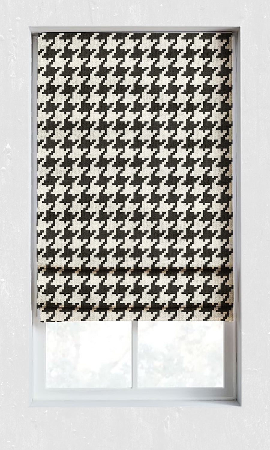Geo-Print Window Treatments Fabric Sample (Black/ Ivory)