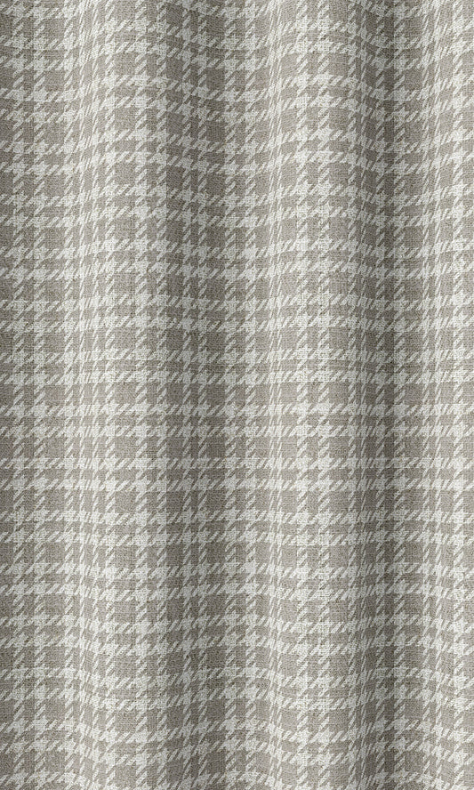 Modern Check Patterned Curtains (Warm Grey)