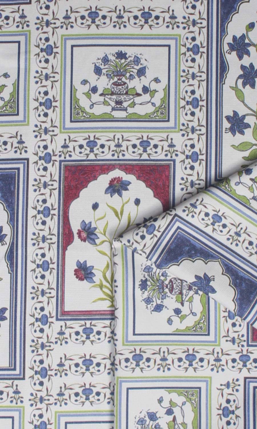 Floral Cotton Home Textile Fabric Material Sample (White/ Blue/ Pink)