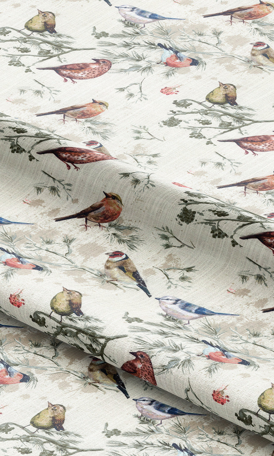 Bird-Print Cotton Drapes (Red/ Gray/ Blue/ Beige) Extra Long Short Wide