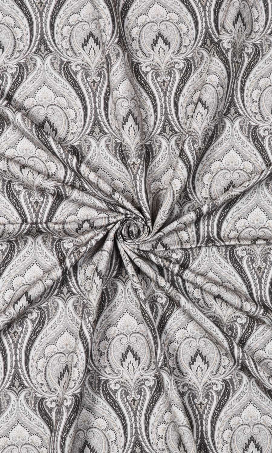 Floral Damask Drapery for Living, Bedroom, Kitchen, Bathroom (Grey/ Charcoal)