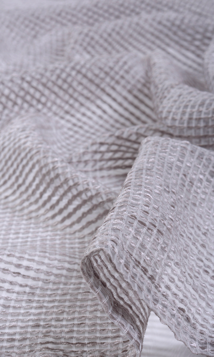 Check Weave Sheer Window Treatments Fabric By the Metre (Grey)