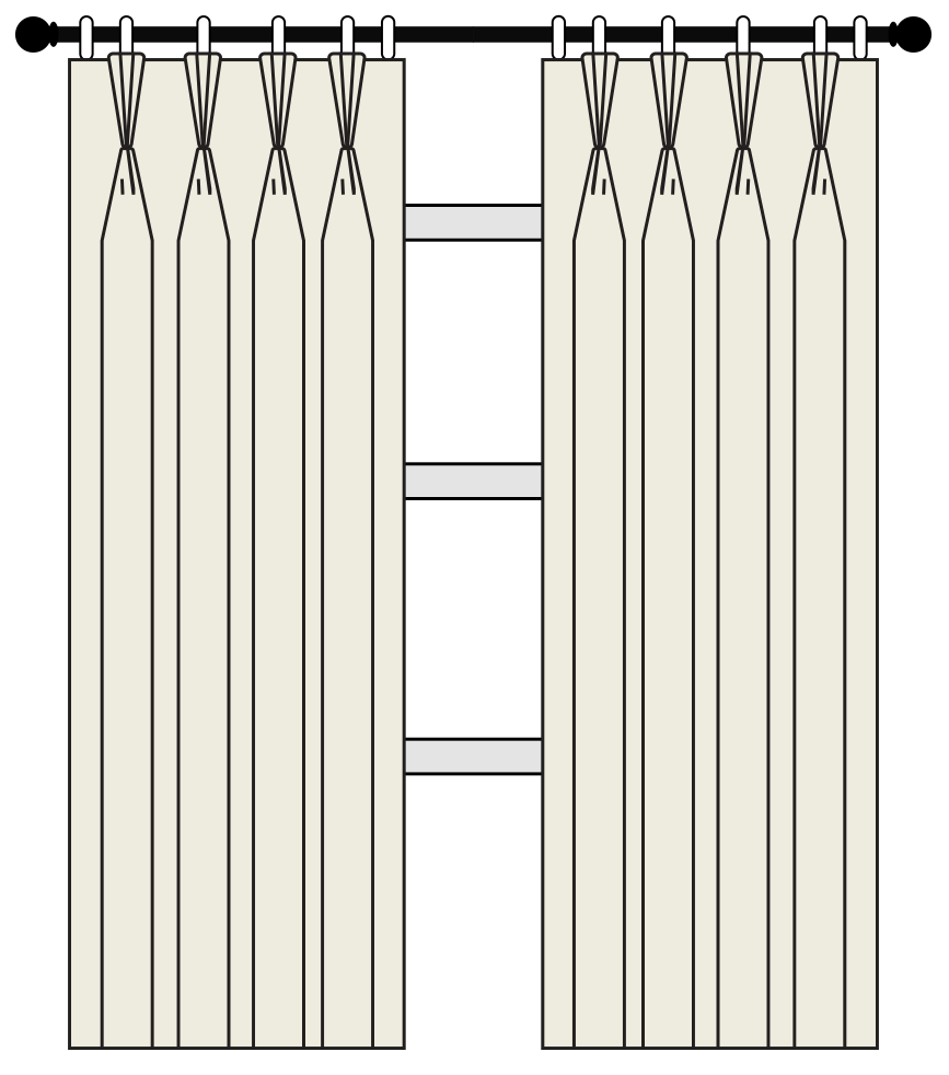 Triple pinch pleat curtains from The White Window