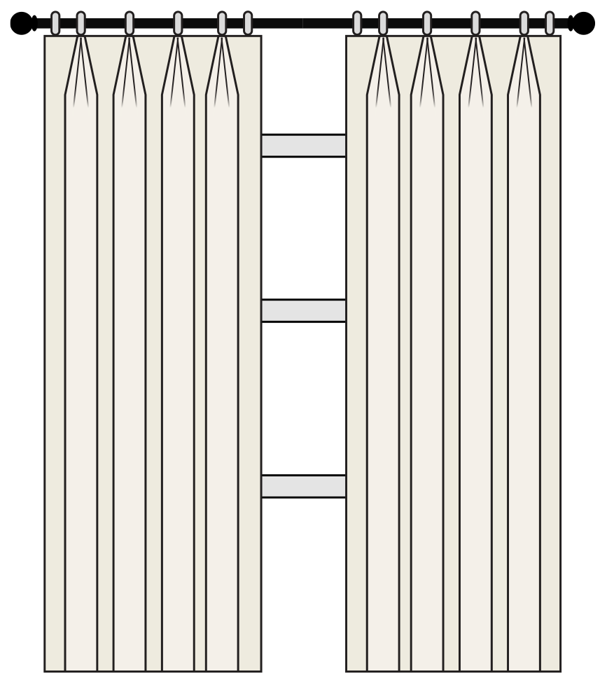 Euro pinch pleat drapes from The White Window
