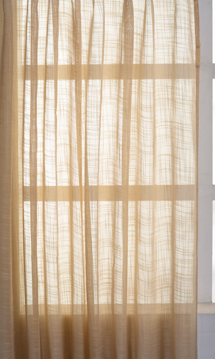 Textured Natural Sheer Fabric By the Metre for Curtains & Drapes (Beige)