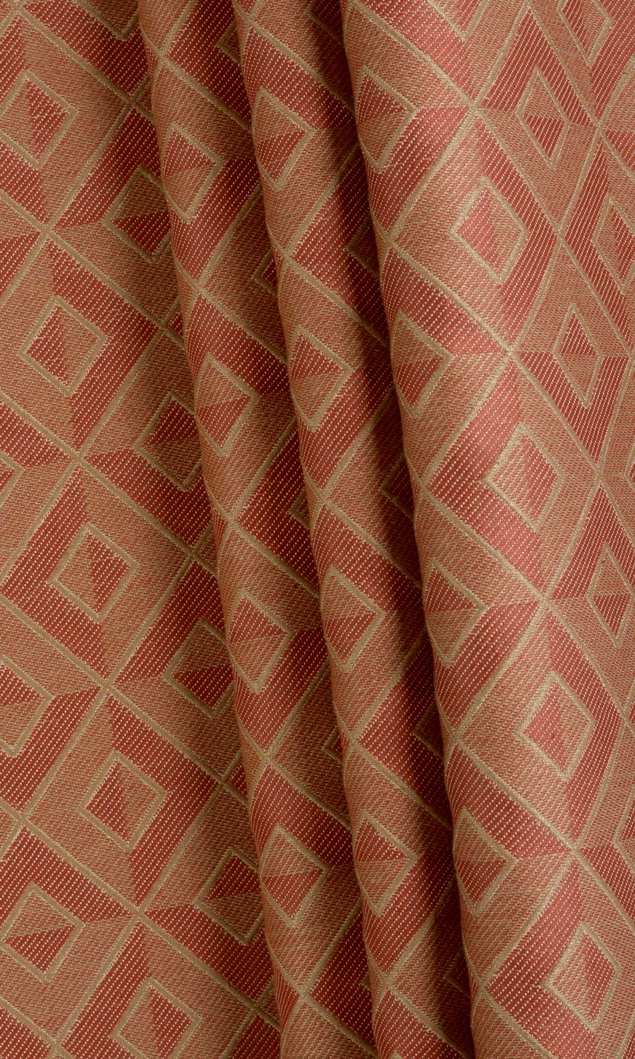Argyle Patterned Fabric Material By the Metre (Brick Red/ Brown)