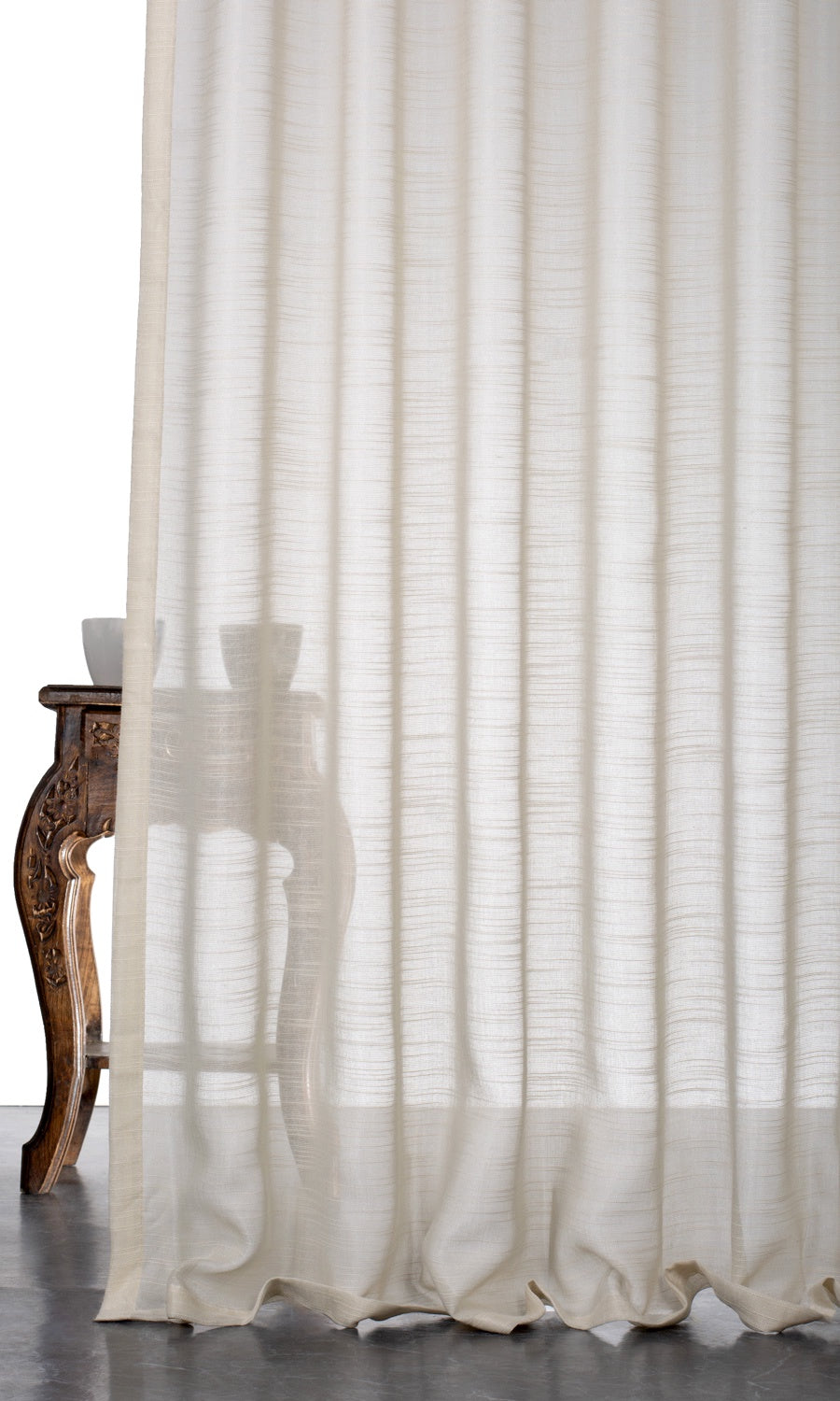 Textured Sheer Window Treatments Fabric By the Metre (Pale Beige/ Warm Ivory)