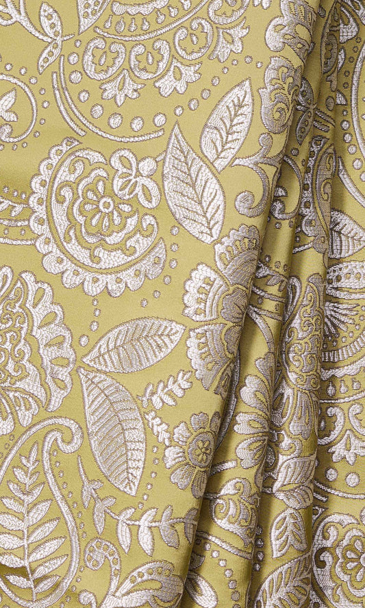 Floral Self-Patterned Curtains (Green)