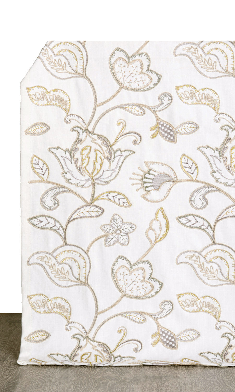 Embroidered Pinch Pleat, Rod Pocket, Eyelet Curtains (Beige/ Gray/ Green/ White)