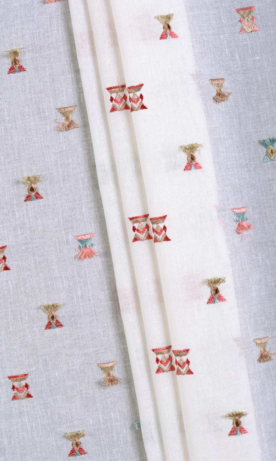 Semi Sheer Home Textile Fabric Material Sample (Red/ Pink/ Beige/ Blue/ White)