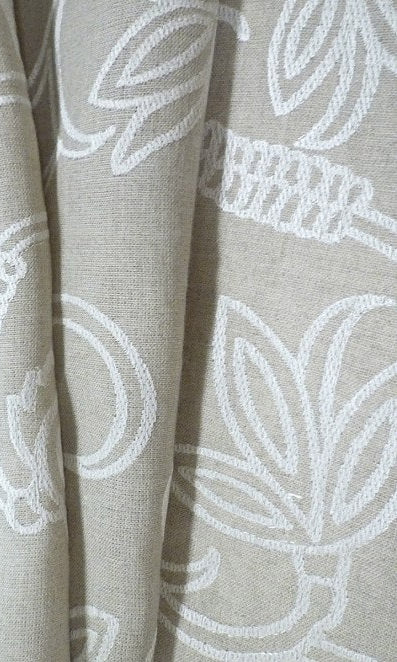 Floral Embroidered Linen Curtains (Brown)