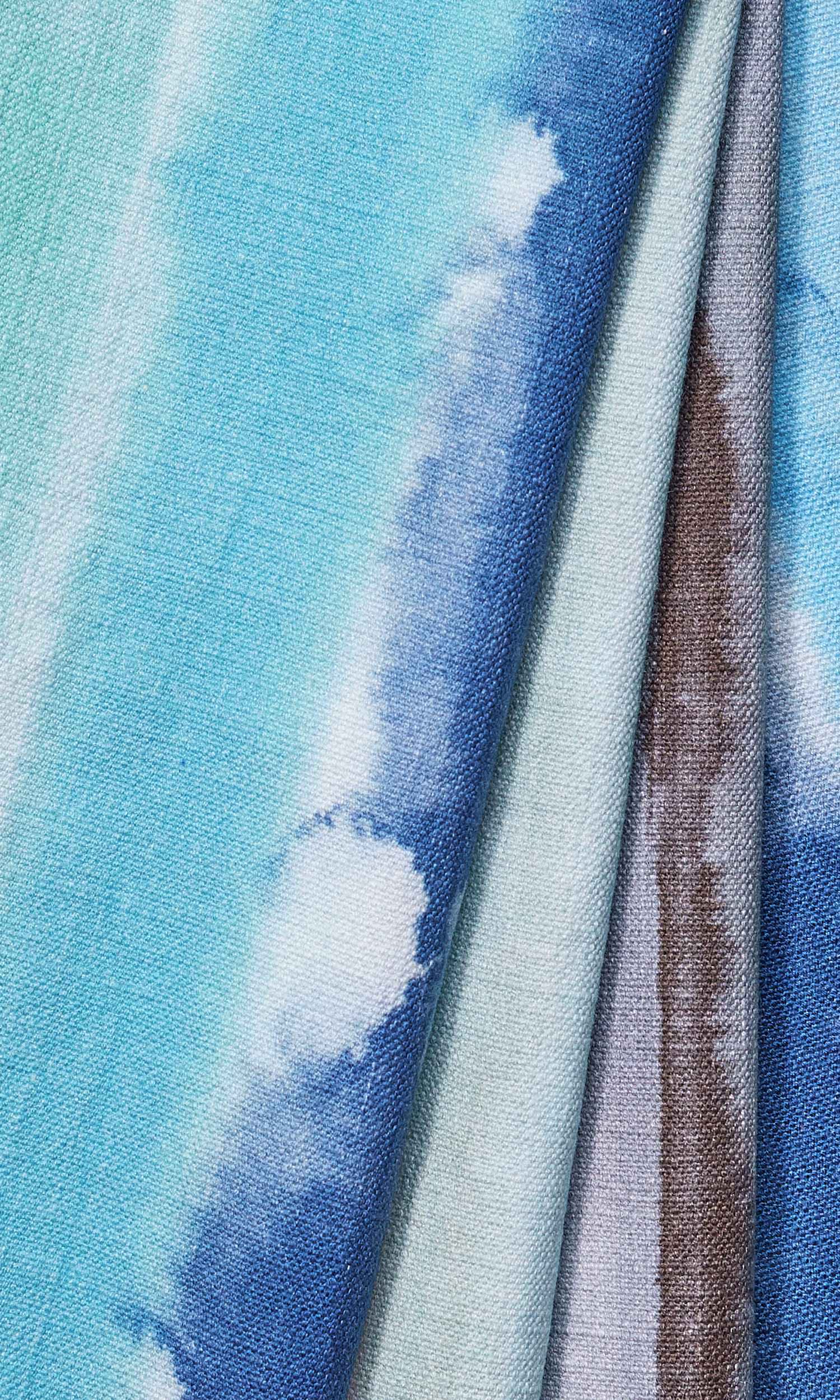Cotton Printed Window Treatments Fabric By the Metre (Blue/ Gray/ Brown)