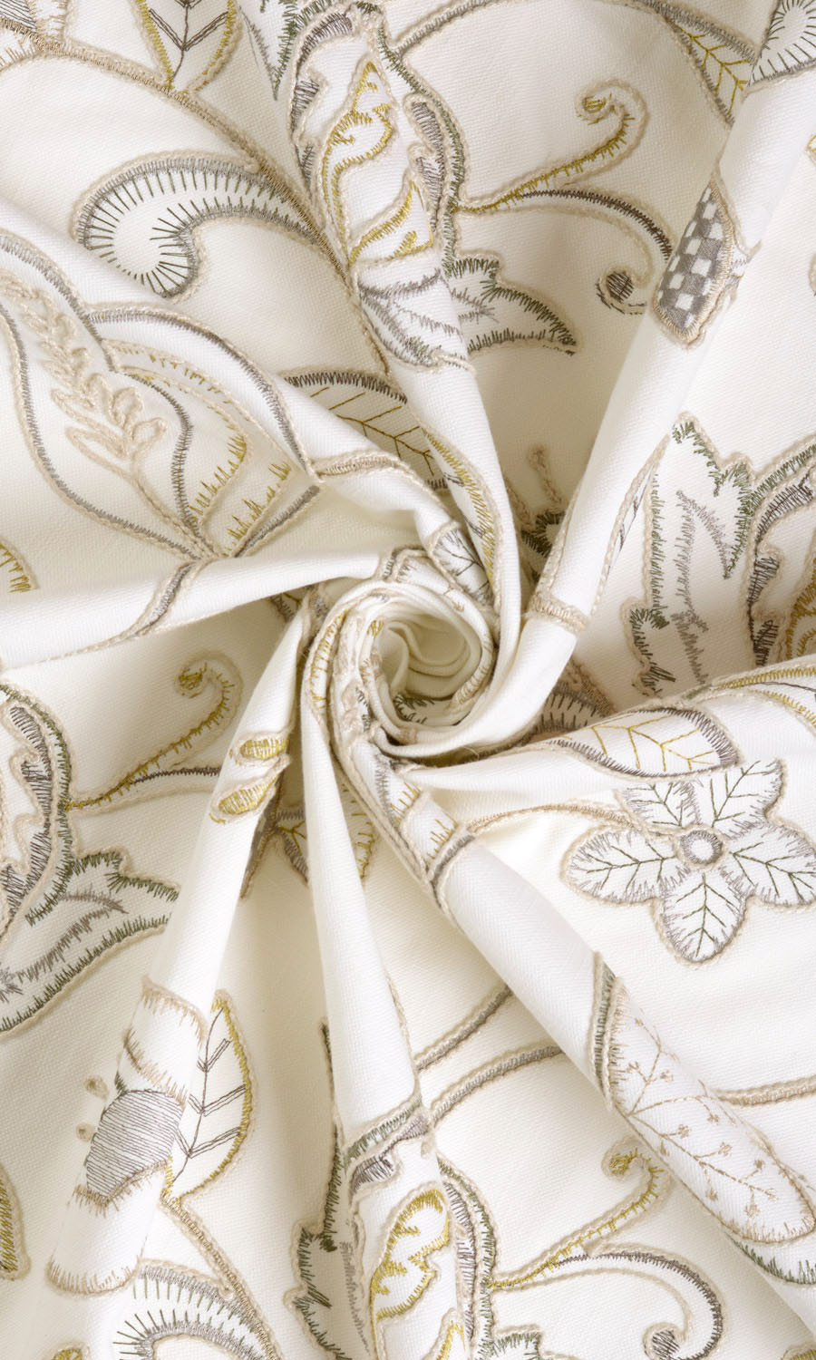 Embroidered Made-to-Measure Curtains (Beige/ Gray/ Green/ White)