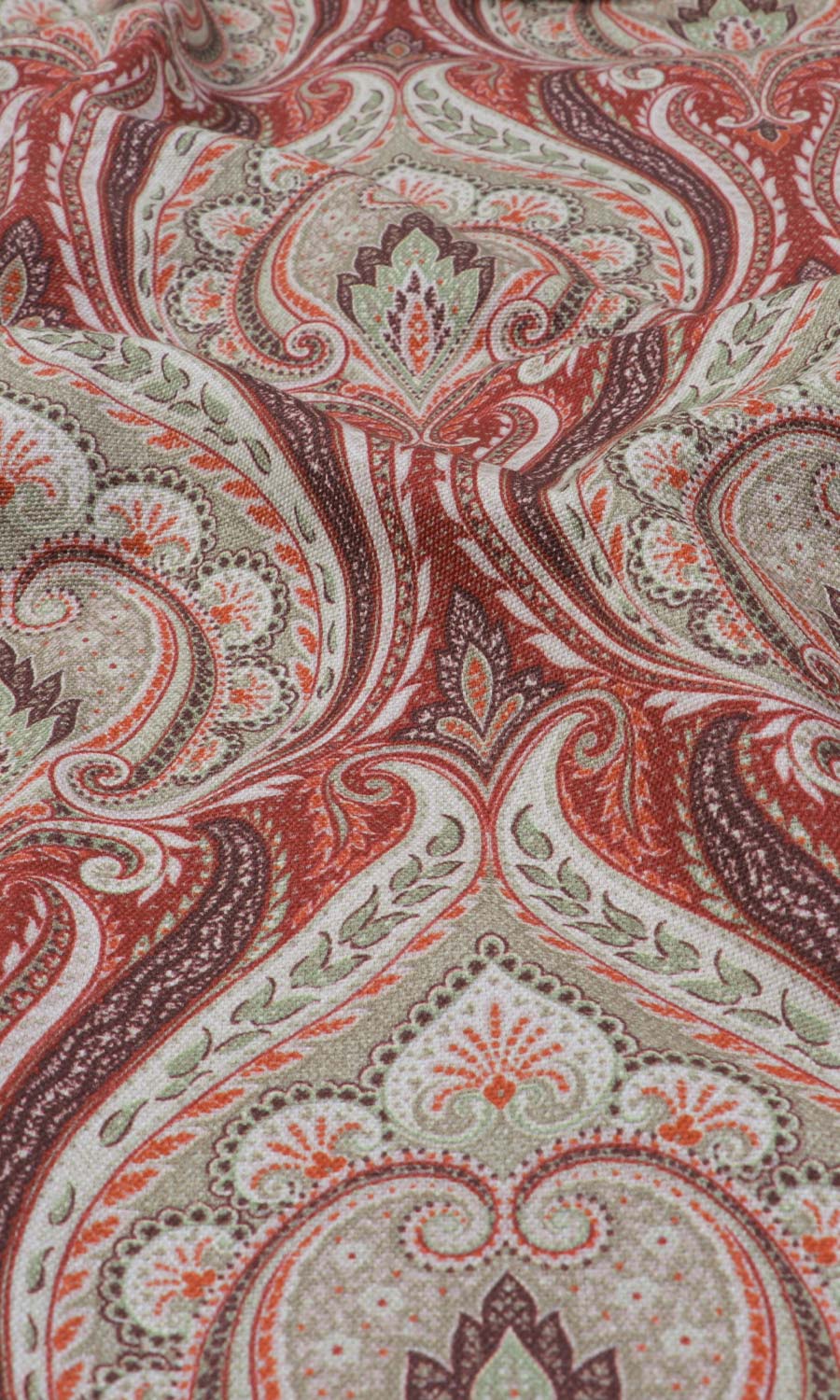 Floral Damask Home Textile Fabric Material Sample (Red/ Brown)