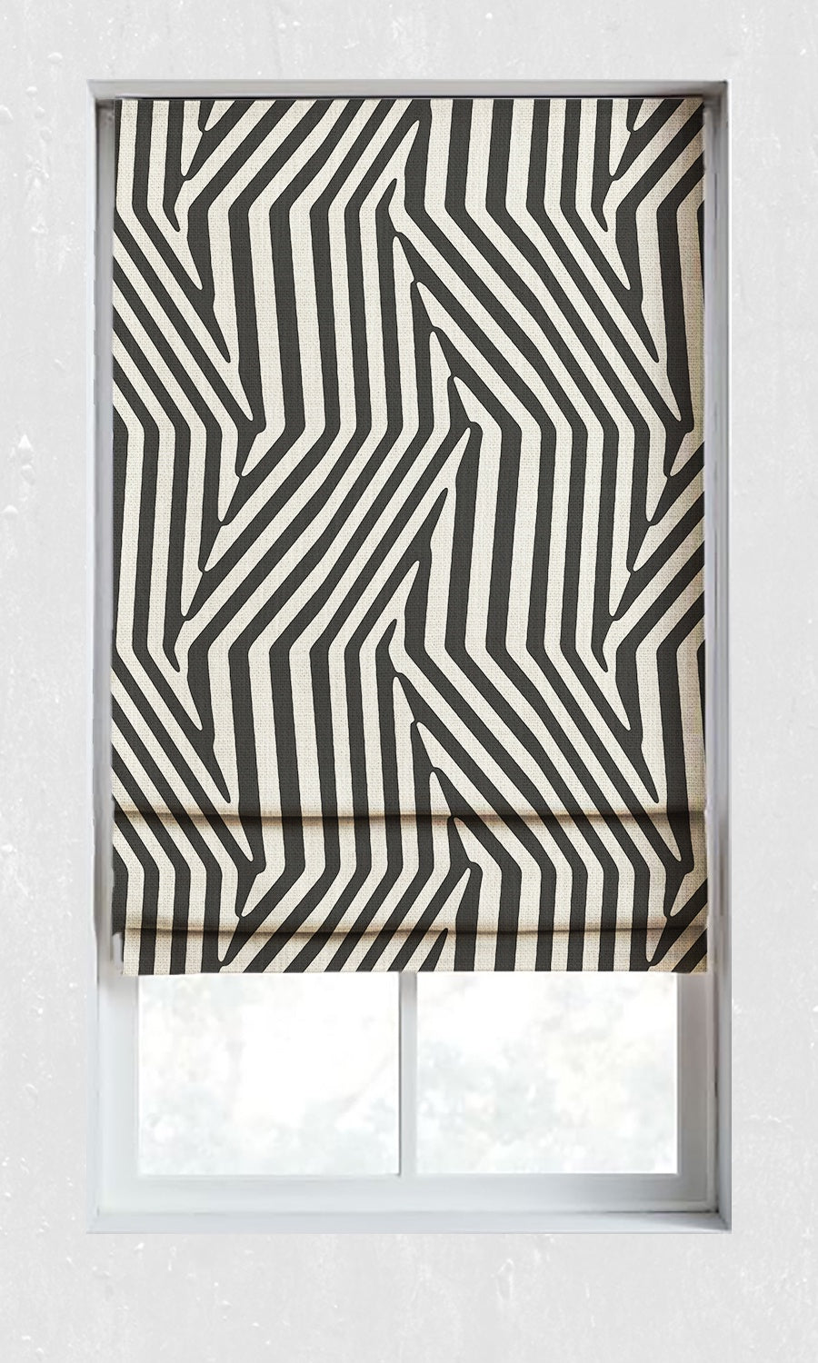Geo Print Curtains for Living, Bedroom, Kitchen, Bathroom (Black/ Ivory)