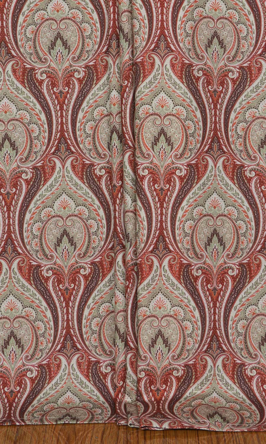 Floral Damask Window Treatments Fabric Sample (Red/ Brown)