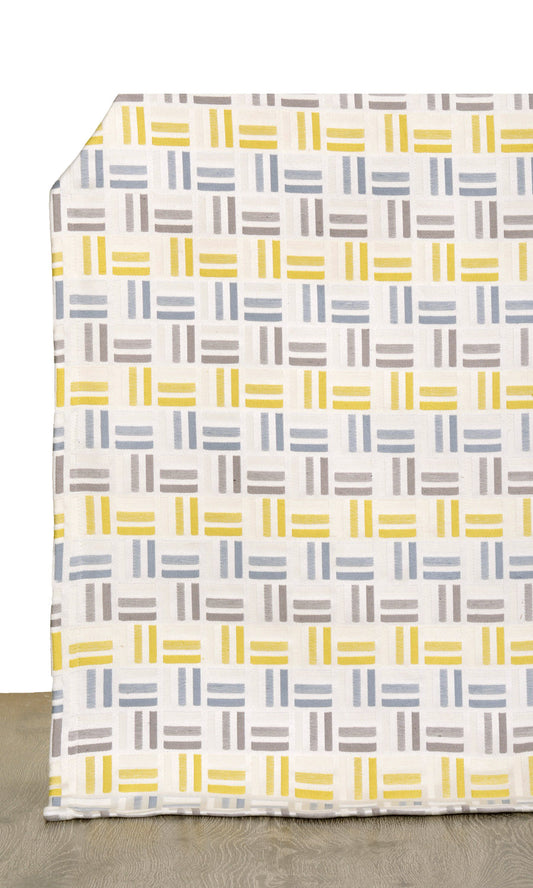 Geometric Drapes (Yellow/ Steel Blue/ Grey)