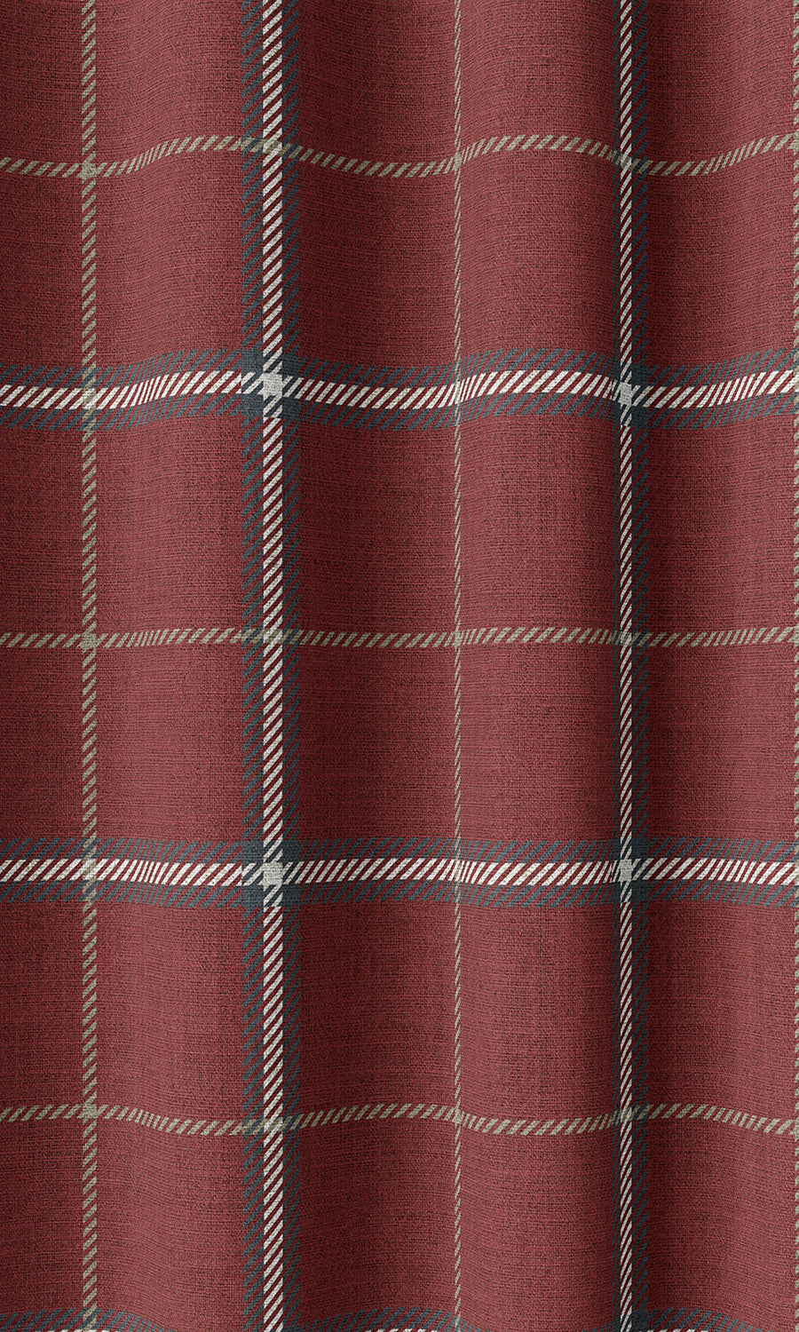 Modern Check Patterned Drapery (Deep Red)