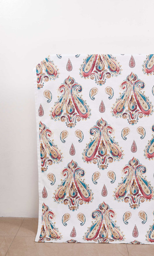 Paisley Print Drapes (Burgundy/ Beige/ Teal)