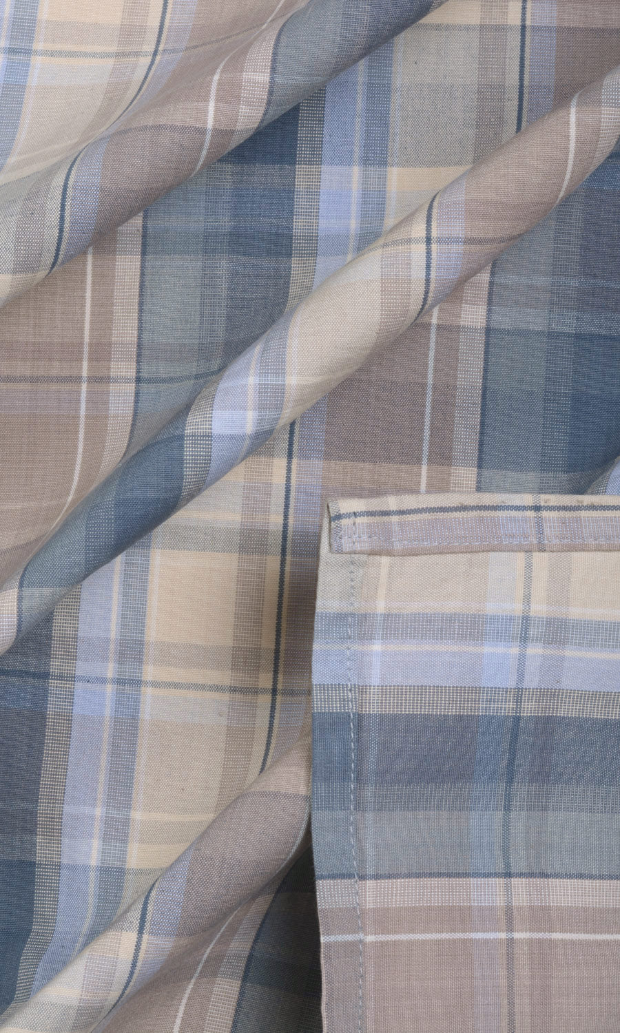 Cotton Pinch Pleat, Rod Pocket, Eyelet Curtains (Blue/ Brown)