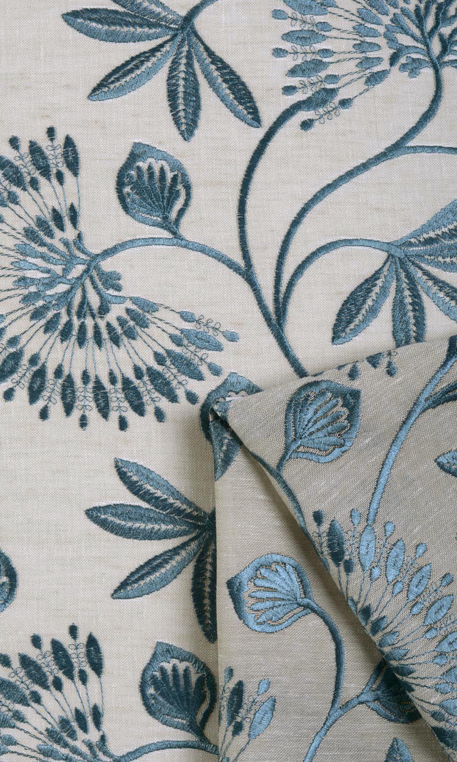 Semi-Sheer Curtains (Beige/ Teal) Extra Long Short Wide