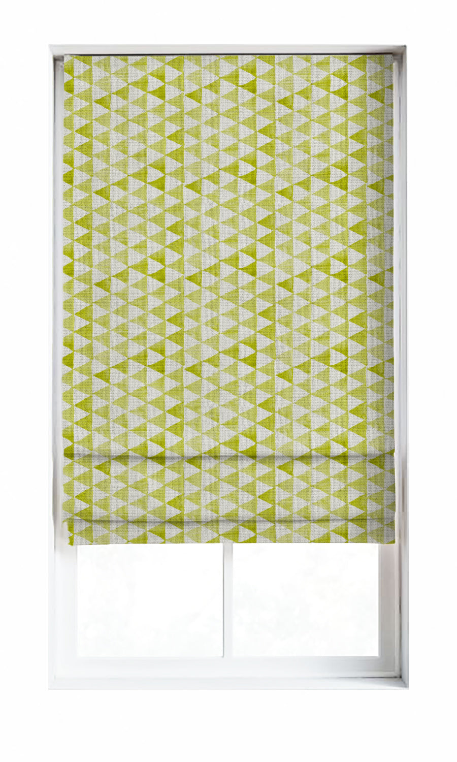 Triagonal Print Window Treatments Fabric By the Metre (White/ Green)