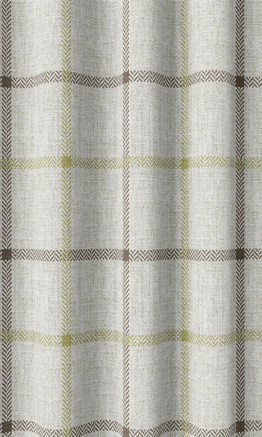 Check Patterned Drapery (White/ Green)