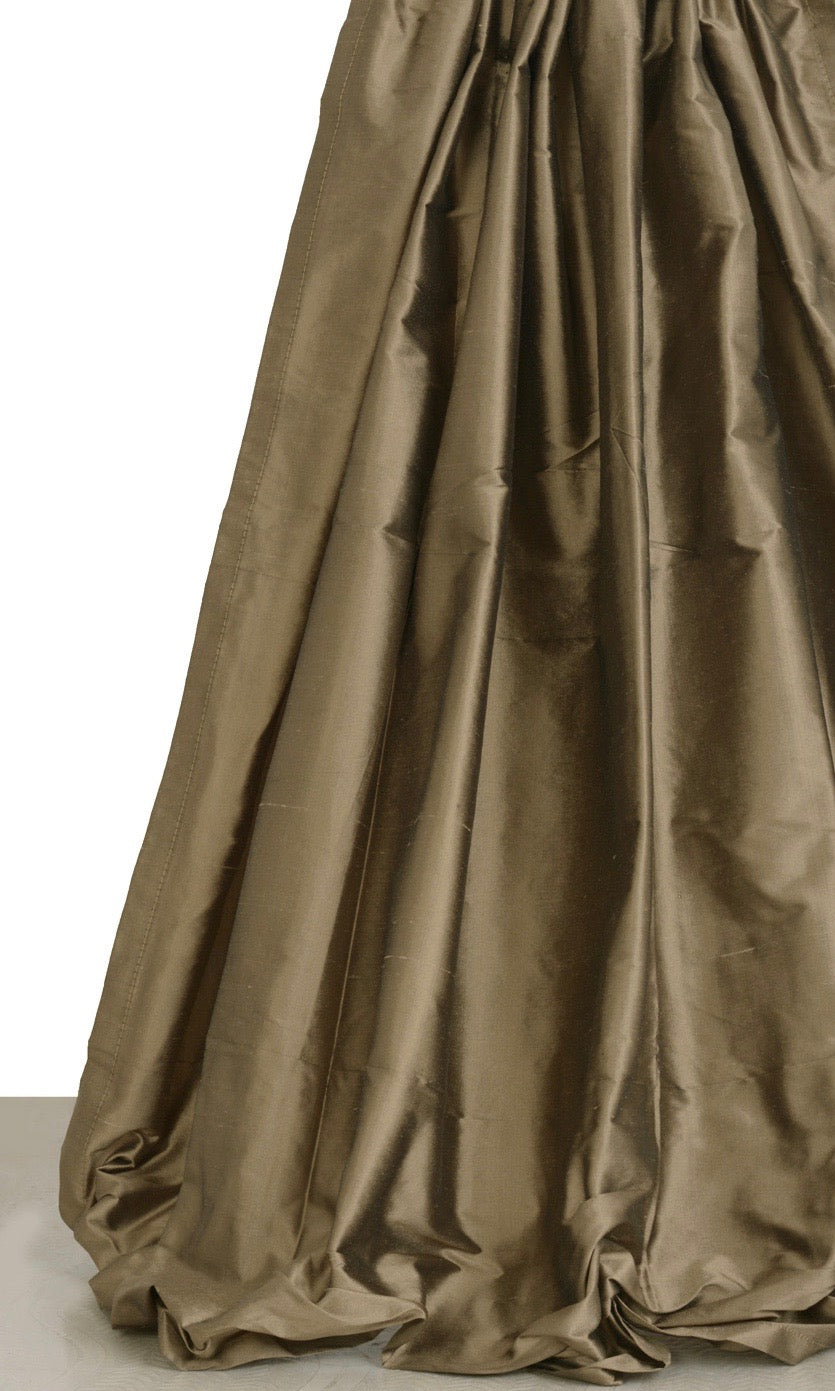 Shantung Silk Curtains for Living, Bedroom, Kitchen, Bathroom (Cedar Brown)