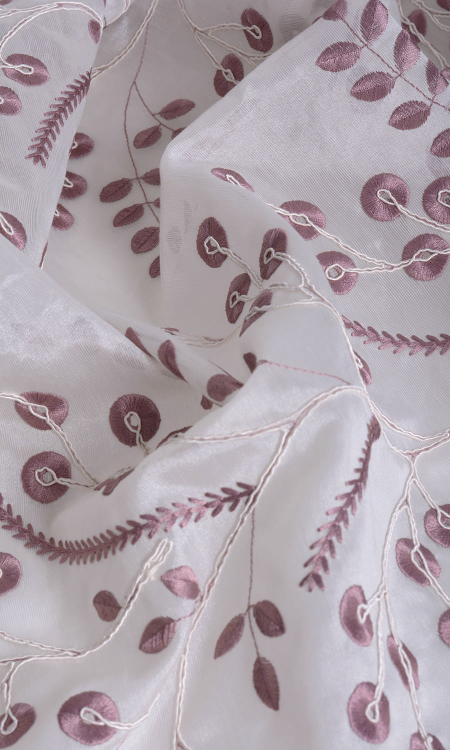 Nature Inspired Window Treatments Fabric Sample (White/ Pink)