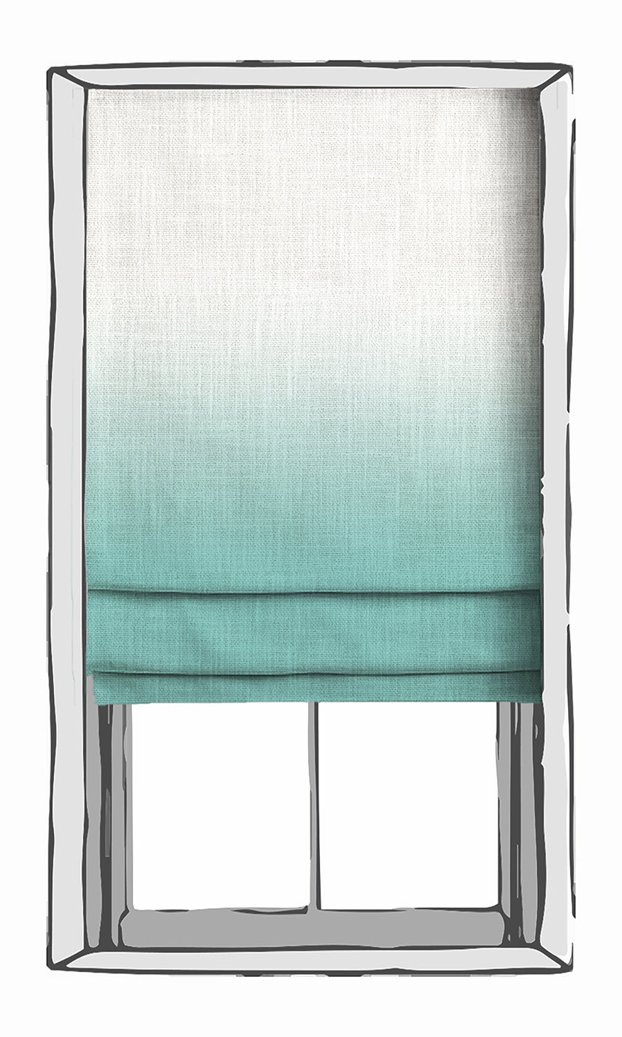 2-Tone Ombre Window Treatments Fabric By the Metre (Turquoise Blue)