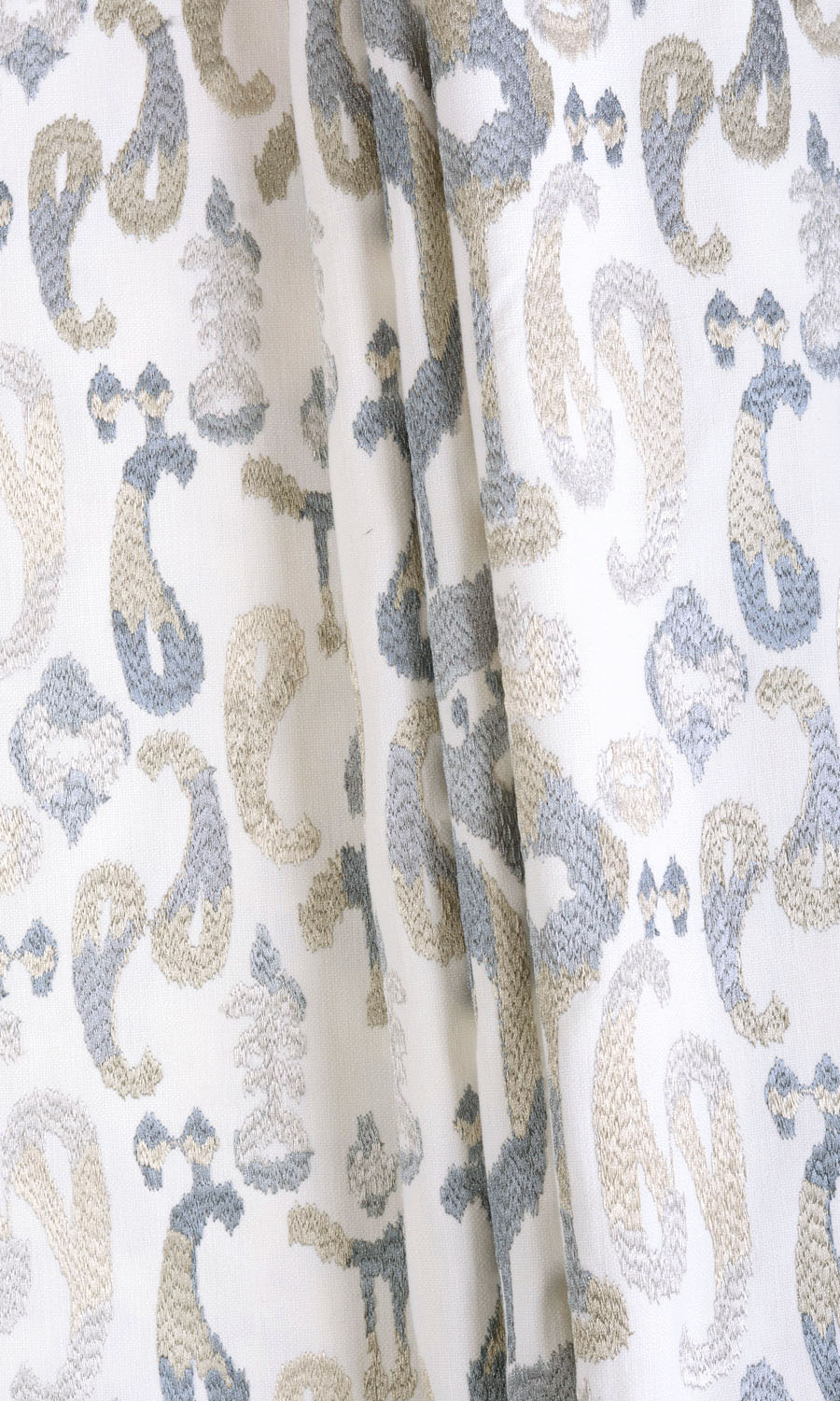 Ikat Print Free Fabric Material Sample (Gray/ Beige/ White)