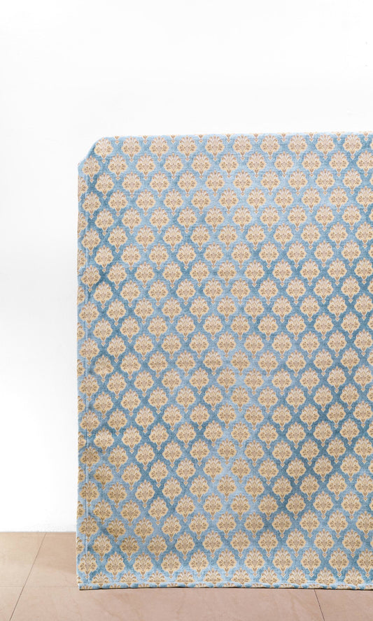 Floral Velvet Drapes (Beige/ Brown/ Blue)
