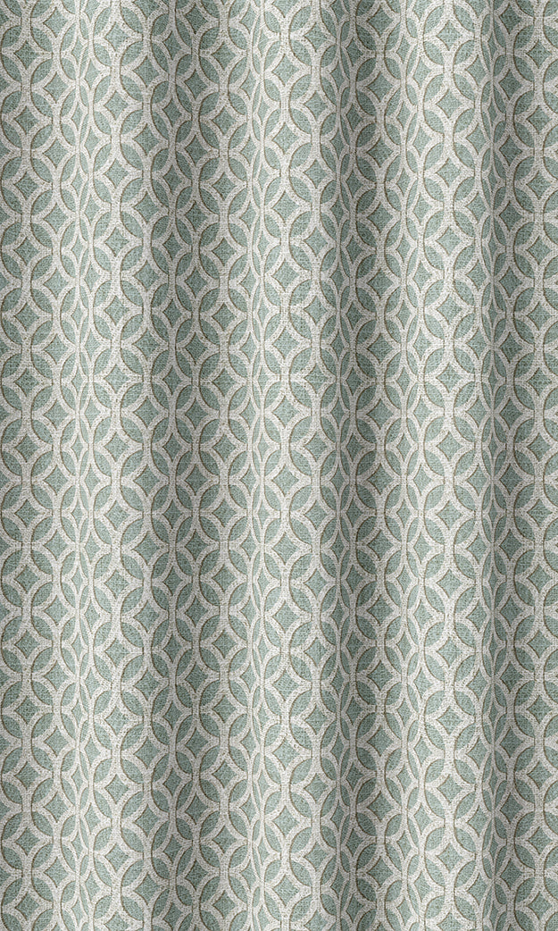 Geometric Print Pinch Pleat, Rod Pocket, Eyelet Curtains (Aqua Blue/ White)