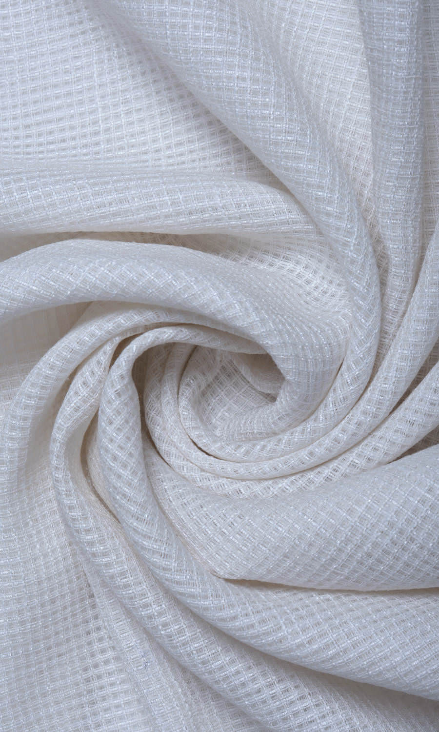 Check Weave Pure Sheer Home Textile Fabric Material By the Metre (White)