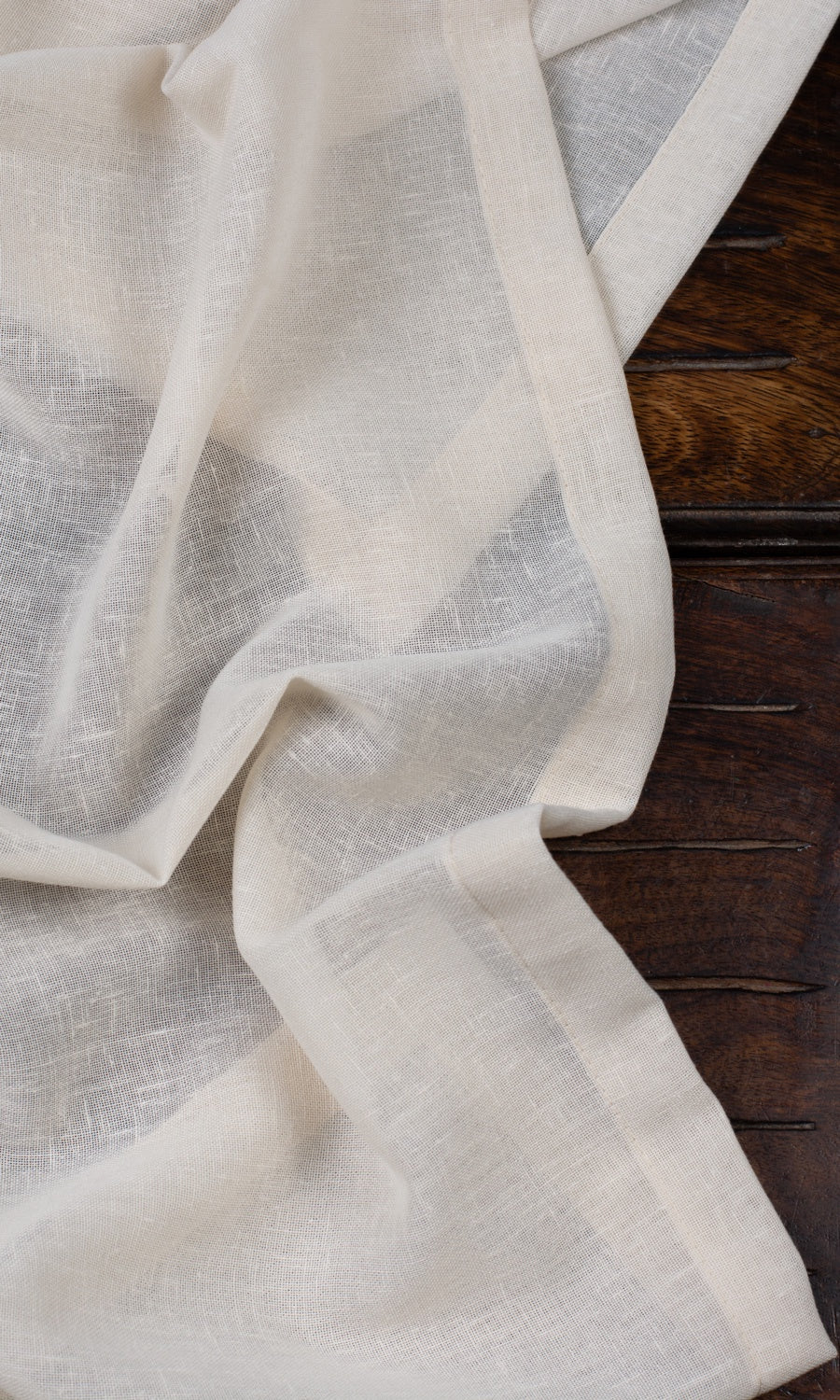 Plain Sheer Fabric Material By the Metre (Warm Ivory/ Pale Beige)