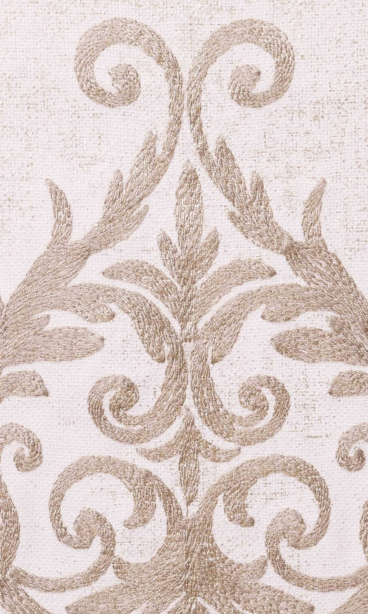Damask Poly-Cotton Home Textile Fabric Material Sample (Golden/ Ivory)