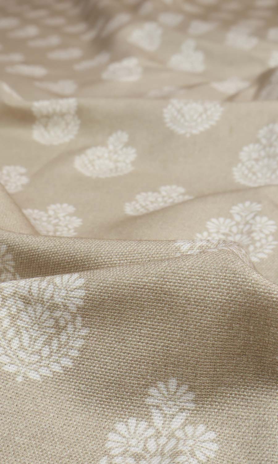 Floral Cotton Free Fabric Material Sample (Beige/ Grey)