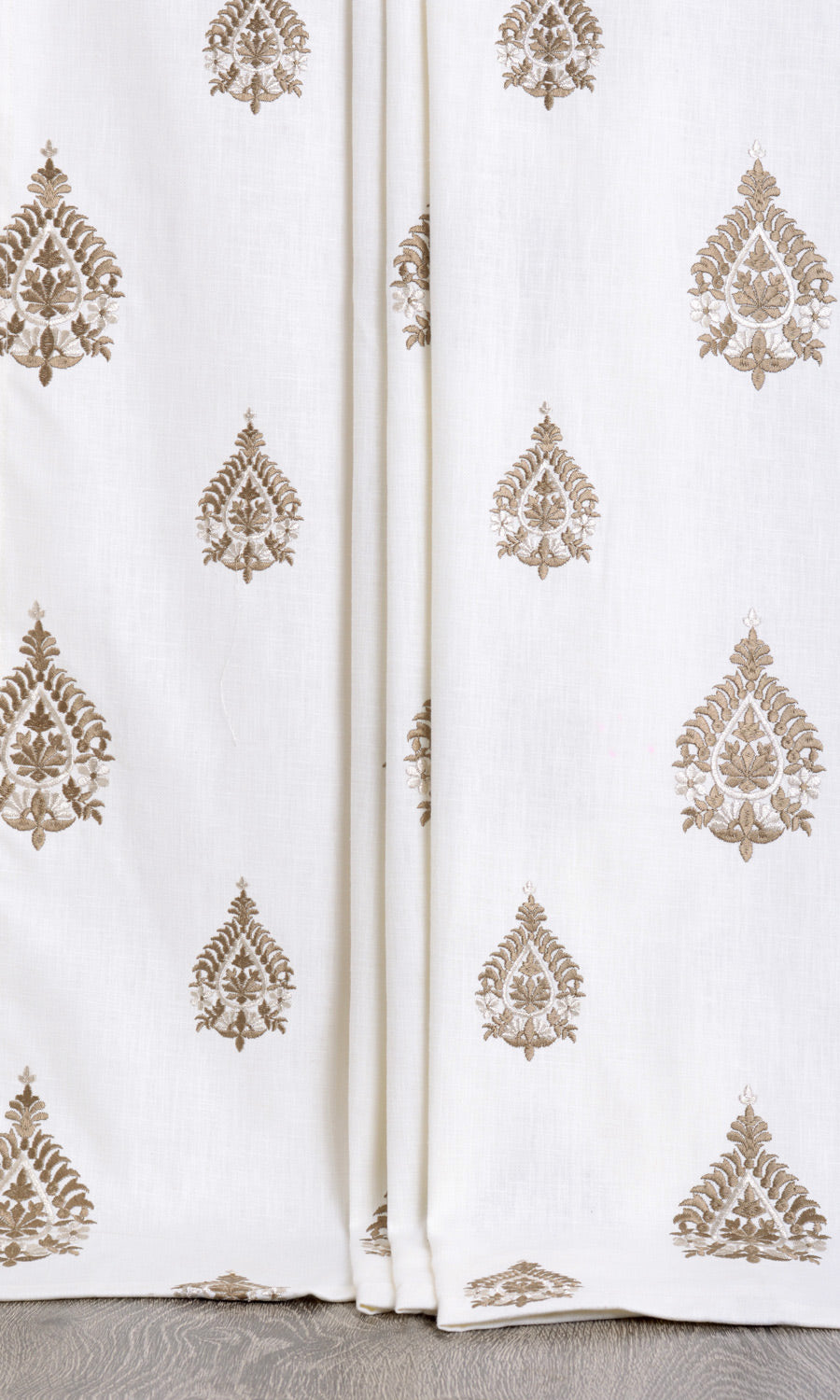 Damask Embroidery Home Décor Fabric Sample (Off White/ Coffee Brown)