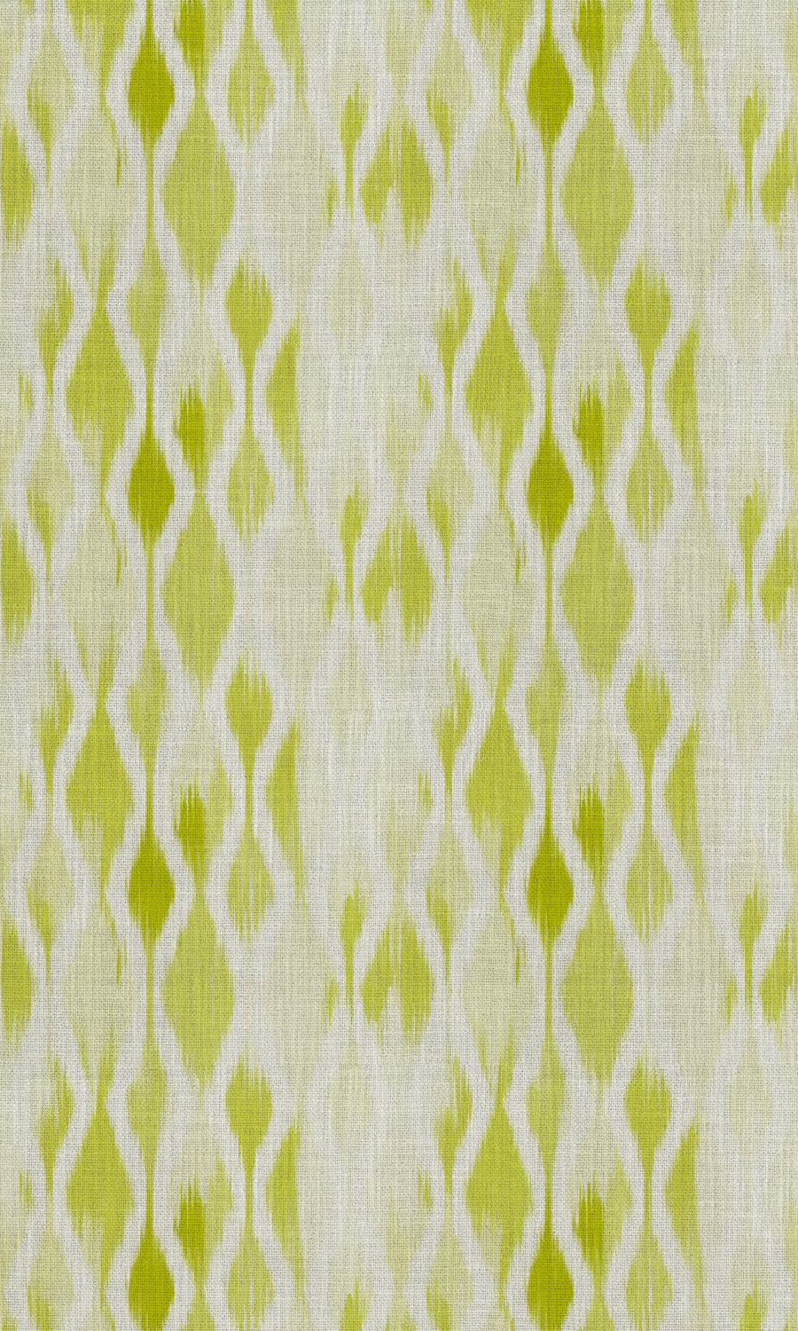 Ikat-Style Fabric Material By the Metre (White/ Pear Green)