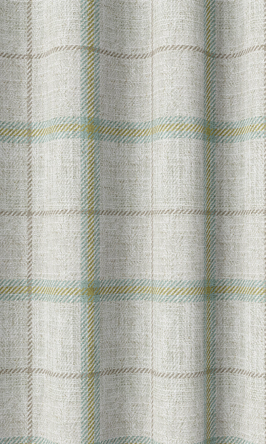 Check Print Drapes (White/ Blue/ Green)