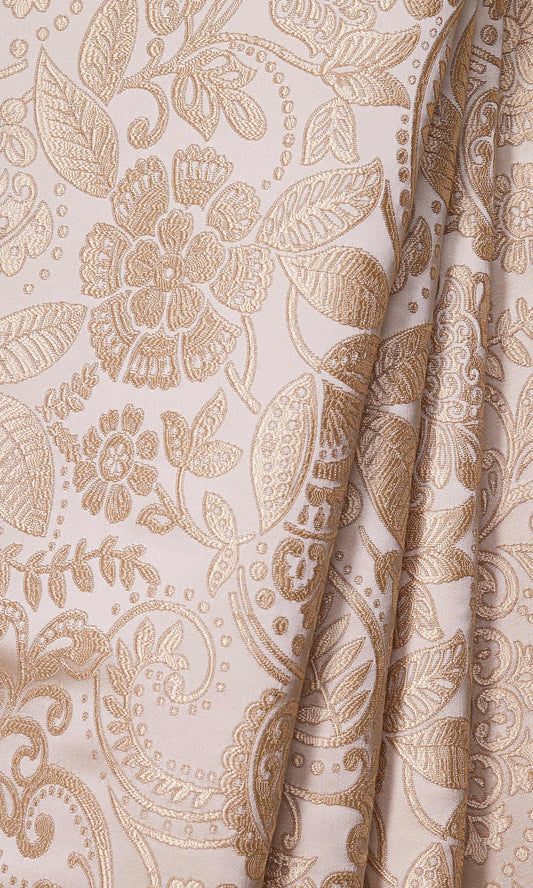Floral Textured Curtains (Cream)