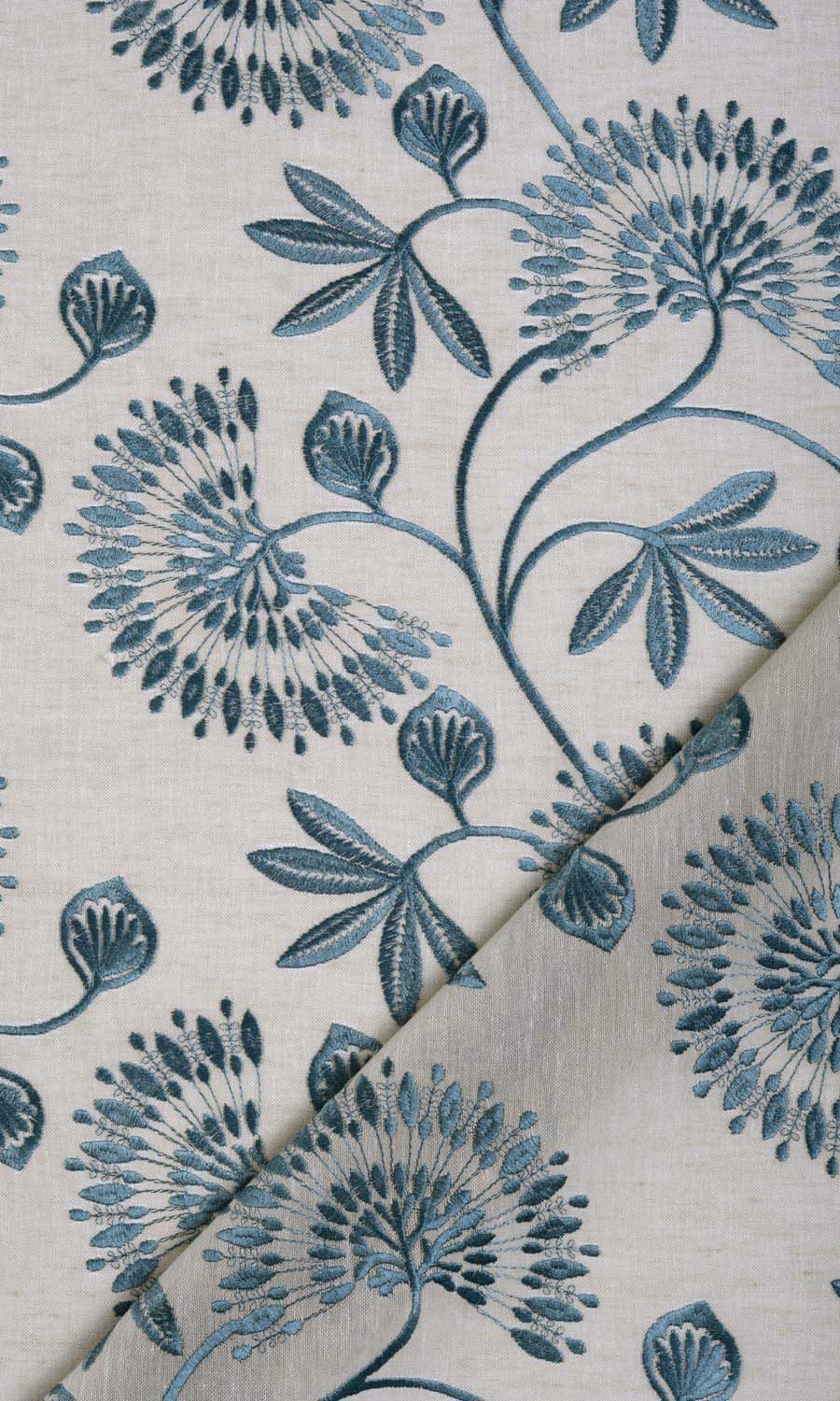 Semi-Sheer Curtains / Drapes / Window Drapery Panels (Beige/ Teal)