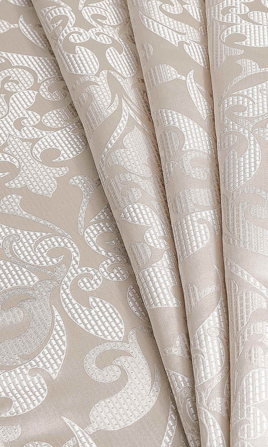 Pale Beige/Champagne Gold Self-Patterned Custom Curtains