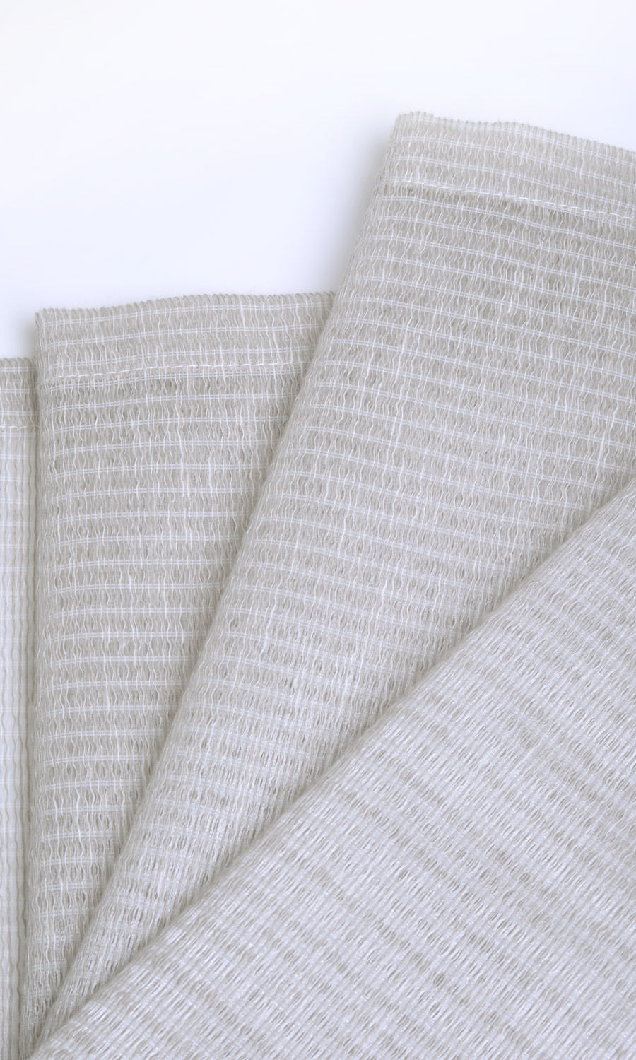 Horizontal Striped Sheer Fabric By the Metre for Curtains & Drapes (Grey-Beige)