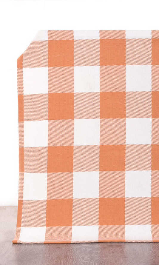 Buffalo Check Drapes (Melon Orange/ White)