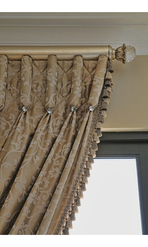 Drapery curtain trim with tassels