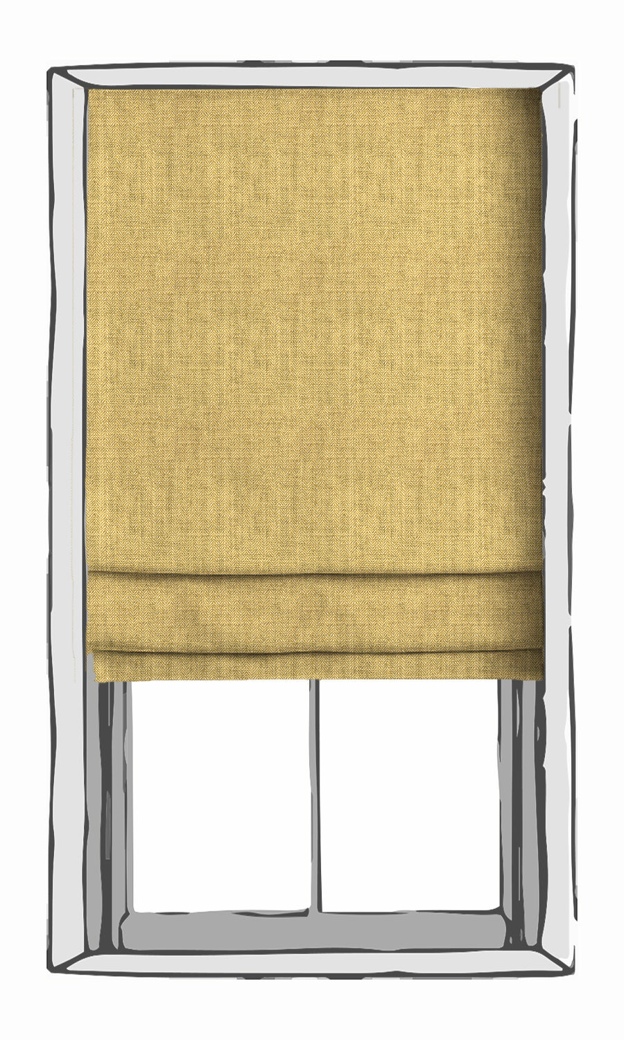 Herringbone Pinch Pleat, Rod Pocket, Eyelet Curtains (Deep Yellow/ White)