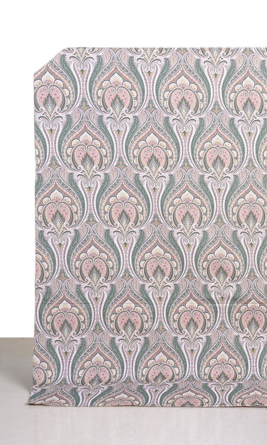 Floral Damask Home Décor Fabric Sample (Pink/ Green/ Grey)